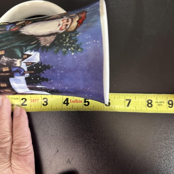 Christmas Holiday Santa Tall Latte Mugs Set Blue Dishwasher Microwave Safe Cups - Picture 11 of 13